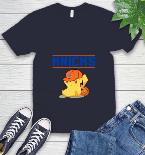 NBA Pikachu Basketball Sports New York Knicks V-Neck T-Shirt 3