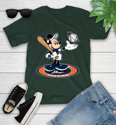 MLB Baseball Detroit Tigers Cheerful Mickey Disney Shirt Youth T-Shirt 5