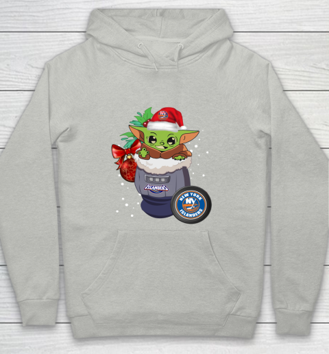 New York Islanders Christmas Baby Yoda Star Wars Funny Happy NHL Youth Hoodie 2