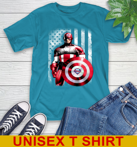 Philadelphia Phillies MLB Baseball Captain America Marvel Avengers American Flag Shirt T Shirt