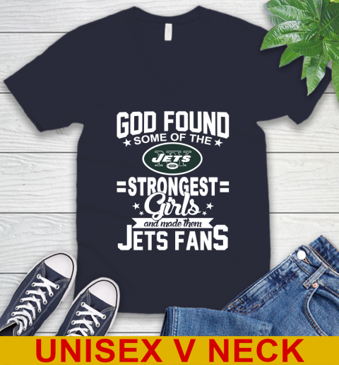 New York Jets NFL Football God Found Some Of The Strongest Girls Adoring Fans V-Neck T-Shirt 2