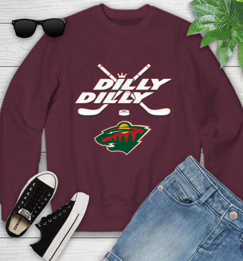 NHL Minnesota Wild Dilly Dilly Hockey Sports Youth Sweatshirt 5