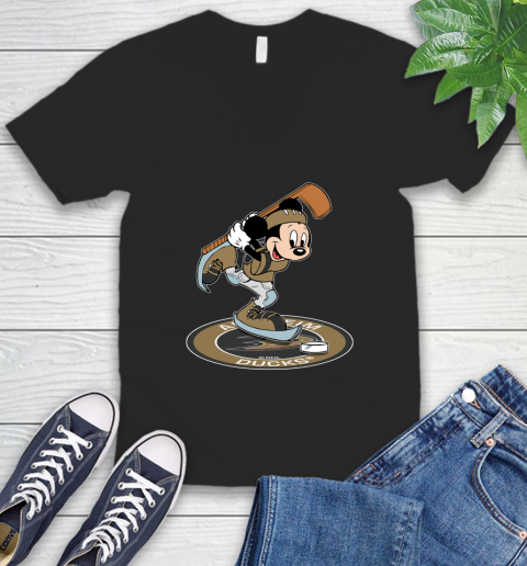 NHL Hockey Anaheim Ducks Cheerful Mickey Disney Shirt V-Neck T-Shirt