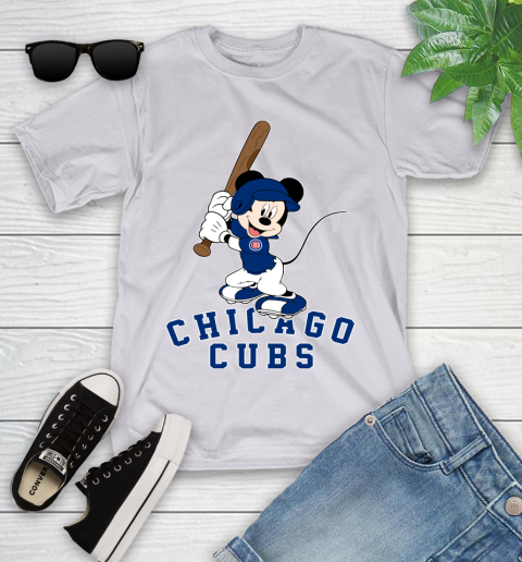MLB Baseball Chicago Cubs Cheerful Mickey Mouse Shirt Youth T-Shirt 4