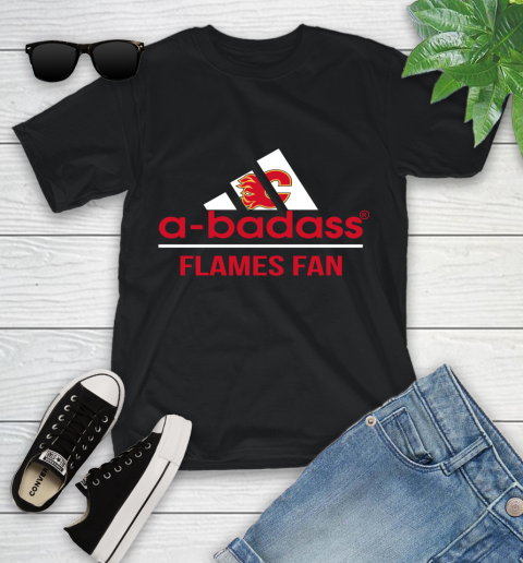 NHL A Badass Calgary Flames Fan Adidas Hockey Sports Youth T-Shirt