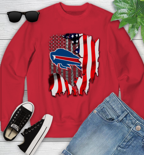 Buffalo Bills NFL Football American Flag Youth Sweatshirt 8