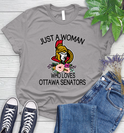 NHL Just A Woman Who Loves Ottawa Senators Hockey Sports Women's T-Shirt 3