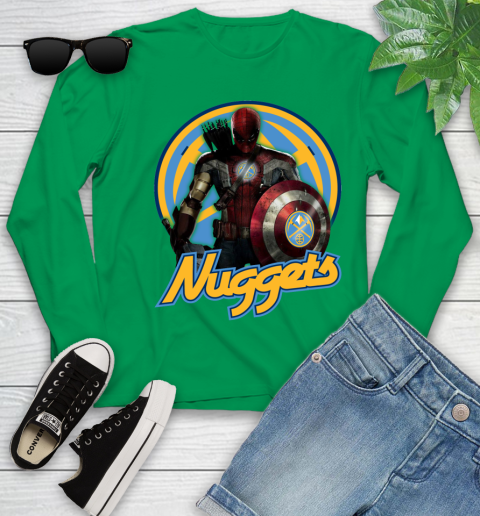 Denver Nuggets NBA Basketball Captain America Thor Spider Man Hawkeye Avengers Youth Long Sleeve 6