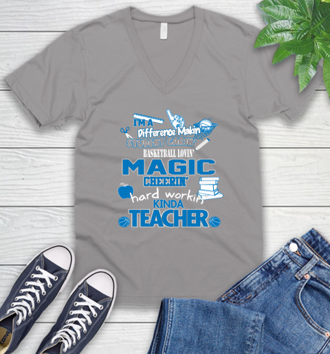 Orlando Magic NBA I'm A Difference Making Student Caring Basketball Loving Kinda Teacher V-Neck T-Shirt 3