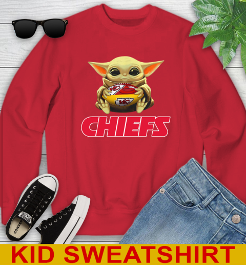 NFL Football Kansas City Chiefs Baby Yoda Star Wars Shirt Youth Sweatshirt 8