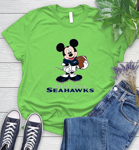NFL Football Seattle Seahawks Cheerful Mickey Mouse Shirt Women's T-Shirt 10