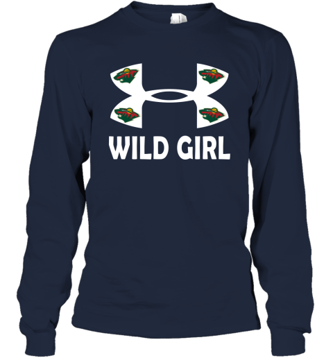 NHL Minnesota Wild Girl Under Armour Hockey Sports ttYFFz4JEDE long sleeve tee 14 95 151514 front navy