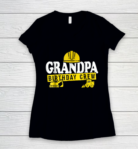 Grandpa Funny Gift Apparel  Grandpa Birthday Crew Construct Women's V-Neck T-Shirt