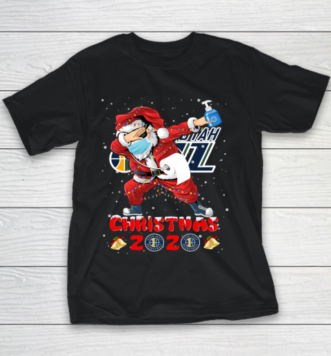 Utah Jazz Funny Santa Claus Dabbing Christmas 2020 NBA Youth T-Shirt