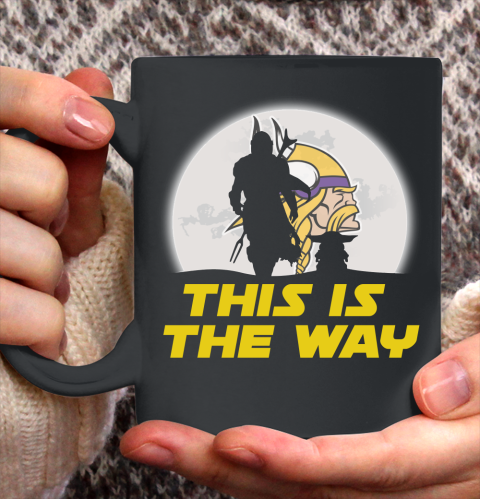 Minnesota Vikings NFL Football Star Wars Yoda And Mandalorian This Is The Way Ceramic Mug 11oz 2