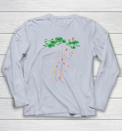 Watercolor Japanese Koi Fish Goldfish Lily Pad Lotus Leaf Beauty Long Sleeve T-Shirt 4