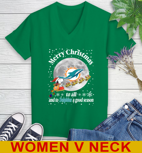Miami Dolphins Merry Christmas To All And To Dolphins A Good Season NFL Football Sports Women's V-Neck T-Shirt 5