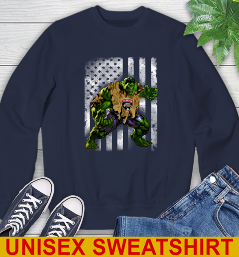Florida Panthers Hulk Marvel Avengers NHL Hockey American Flag Sweatshirt 2