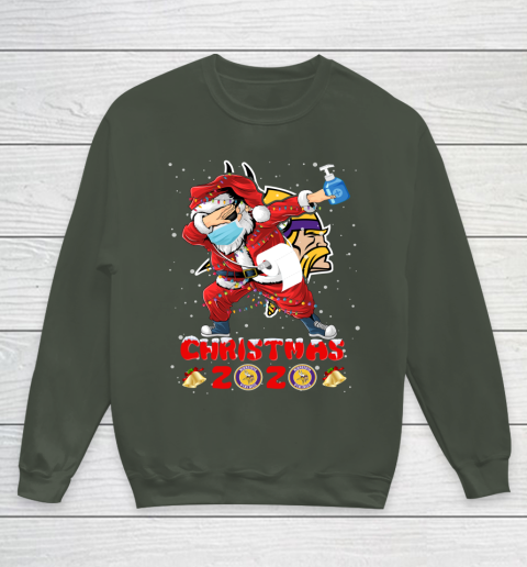 Minnesota Vikings Funny Santa Claus Dabbing Christmas 2020 NFL Youth Sweatshirt 8