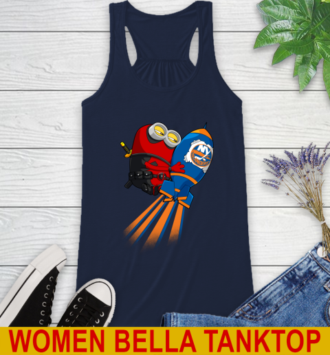 NHL Hockey New York Islanders Deadpool Minion Marvel Shirt Racerback Tank 9