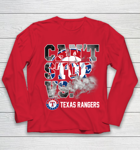 MLB Texas Rangers Baseball Can't Stop Vs Rangers Youth Long Sleeve 8
