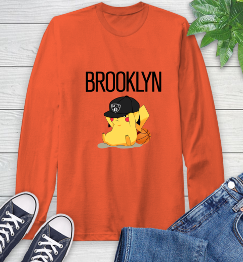 NBA Pikachu Basketball Sports Brooklyn Nets Long Sleeve T-Shirt 5