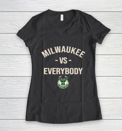 Milwaukee Bucks Vs Everybody Women's V-Neck T-Shirt 6