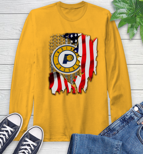 Indiana Pacers NBA Basketball American Flag Long Sleeve T-Shirt 2