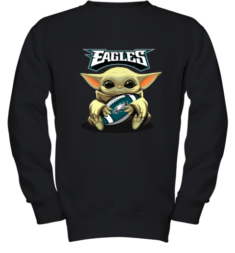 Baby Yoda Loves The Philadelphia Eagles Star Wars NFL Youth Sweatshirt