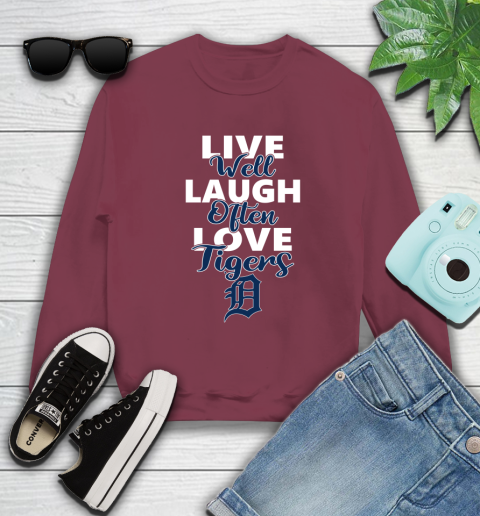 MLB Baseball Detroit Tigers Live Well Laugh Often Love Shirt Sweatshirt 5