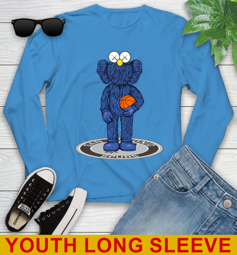 NBA Basketball San Antonio Spurs Kaws Bff Blue Figure Shirt Youth Long Sleeve 8