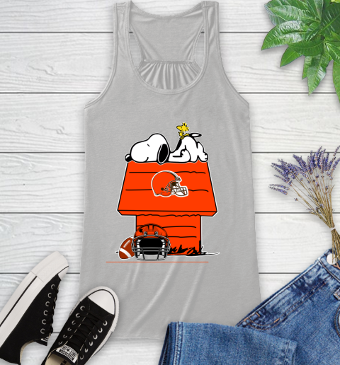 Cleveland Browns NFL Football Snoopy Woodstock The Peanuts Movie Racerback Tank