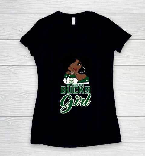 Milwaukee Bucks Girl NBA Women's V-Neck T-Shirt