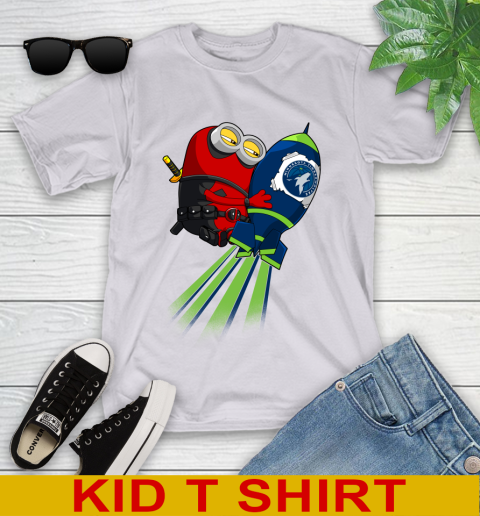 NBA Basketball Minnesota Timberwolves Deadpool Minion Marvel Shirt Youth T-Shirt 4