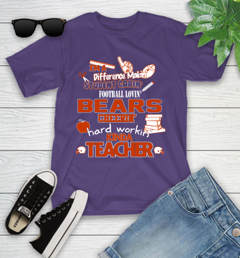 Chicago Bears NFL I'm A Difference Making Student Caring Football Loving Kinda Teacher Youth T-Shirt 3