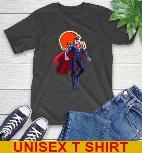NFL Superman DC Sports Football Cleveland Browns T Shirt Tee For Sports