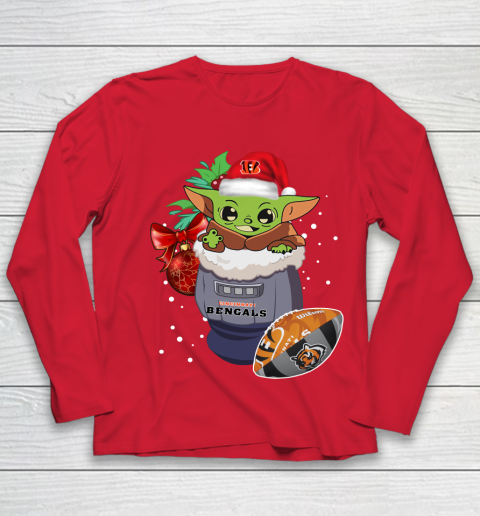 Cincinnati Bengals Christmas Baby Yoda Star Wars Funny Happy NFL Youth Long Sleeve 10