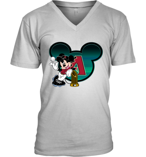MLB Arizona Diamondbacks The Commissioner's Trophy Mickey Mouse Disney Baseball T Shirt BS40XP24s66 v neck unisex 8 95 151514 front white