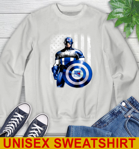 New York Rangers NHL Hockey Captain America Marvel Avengers American Flag Shirt Sweatshirt 5