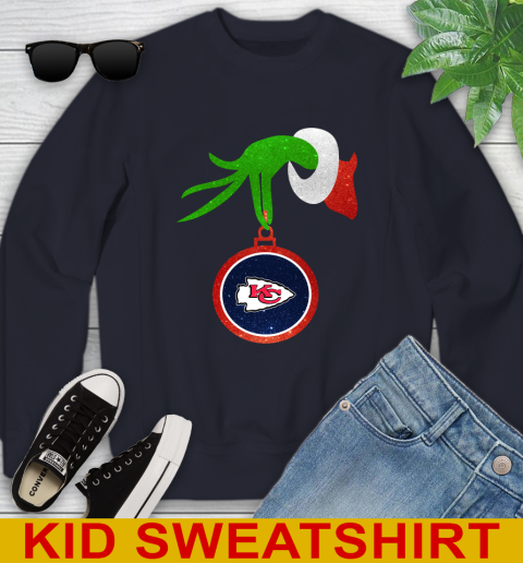 Kansas City Chiefs Grinch Merry Christmas NFL Football Youth Sweatshirt 3