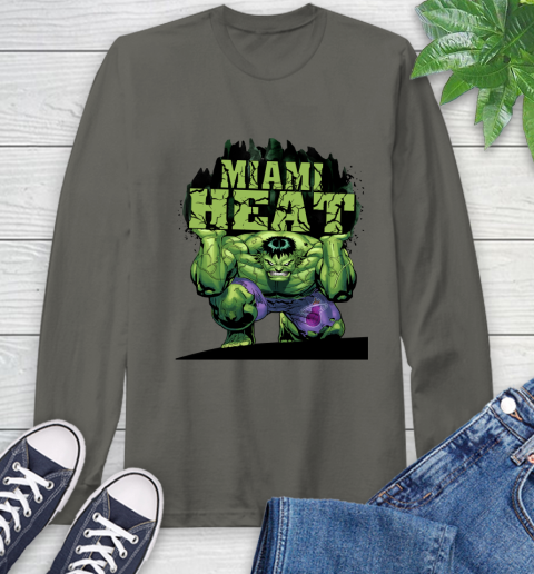 Miami Heat NBA Basketball Incredible Hulk Marvel Avengers Sports Long Sleeve T-Shirt 8