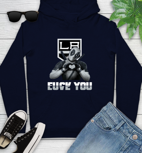 NHL Los Angeles Kings Deadpool Love You Fuck You Hockey Sports Youth Hoodie 3