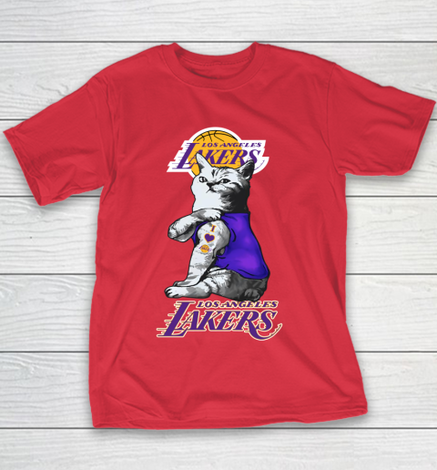 NBA Basketball My Cat Loves Los Angeles Lakers Youth T-Shirt 7