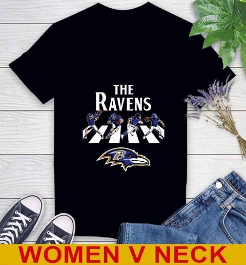 NFL Football Baltimore Ravens The Beatles Rock Band Shirt Women's V-Neck T-Shirt