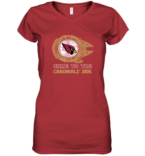 NFL Come To The Arizona Cardinals Star Wars Football Sports Women's V-Neck T-Shirt vtrt nfl come to the arizona cardinals star wars football sports women v neck t shirt 39 front red
