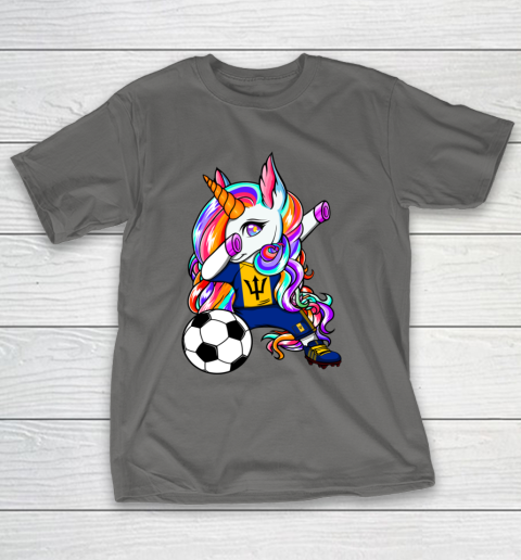 Dabbing Unicorn Barbados Soccer Fans Jersey Flag Football T-Shirt 21