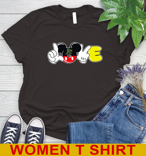 Oakland Athletics MLB Baseball Love Mickey Disney Sports Women's T-Shirt 8