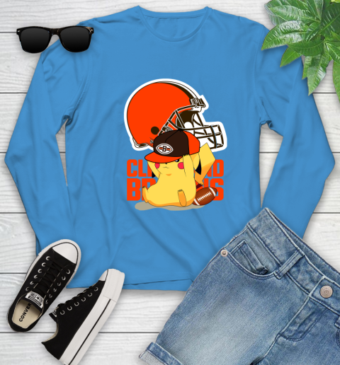 NFL Pikachu Football Sports Cleveland Browns Youth Long Sleeve 7