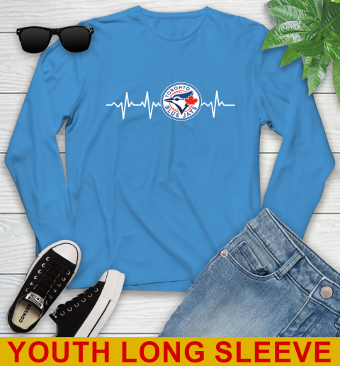 Toronto Blue Jays MLB Baseball Heart Beat Shirt Youth Long Sleeve 8