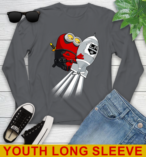 NHL Hockey Los Angeles Kings Deadpool Minion Marvel Shirt Youth Long Sleeve 9